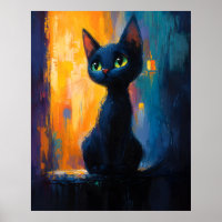 Gatinho Sonhador, Pintura de Gato Preto