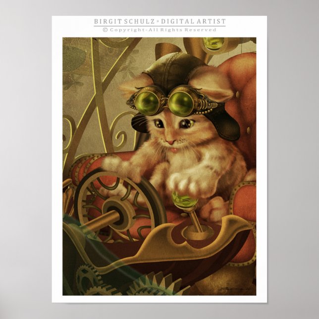 Poster Gatinho Steampunk (Frente)