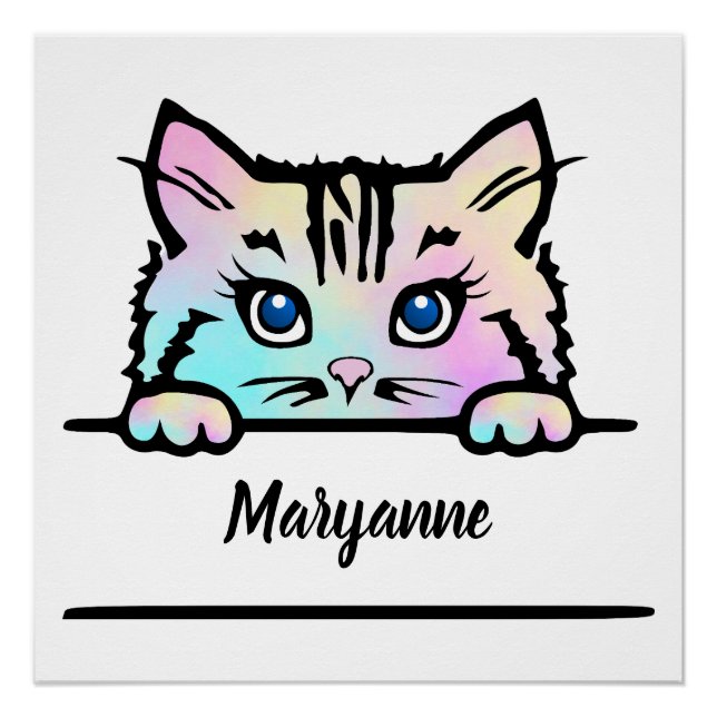 Póster Gatinho Tie Dye (Frente)