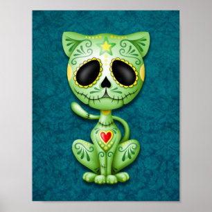 Póster Gatinho verde do açúcar do zombi