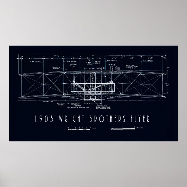 Poster Gatinho WRIGHT BROS HAWK FLYER BLUEPRINT (Frente)