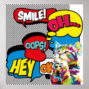 Poster Gatinhos Coloridos Hope Icônica Pop Art