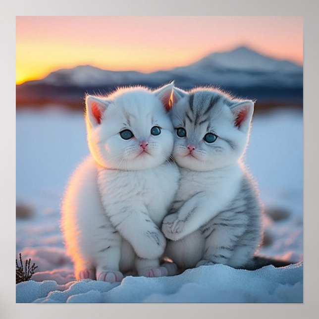 Poster Gatinhos de neve (Frente)