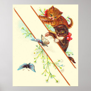 Poster gatinhos e borboletas