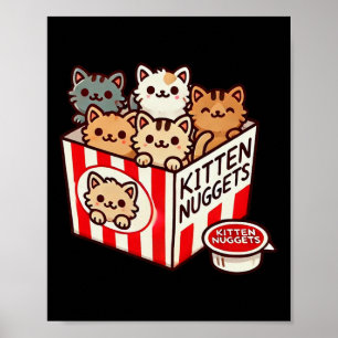 Poster Gatinhos Nuggets Engraçados Comida Pun Gatinho Pin