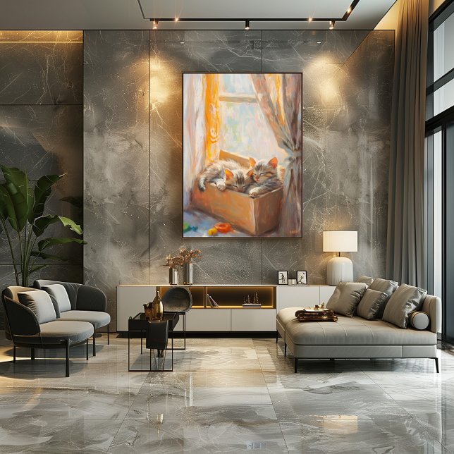 Poster Gatinhos perspicazes dormindo à luz do sol - Impre (Criador carregado)