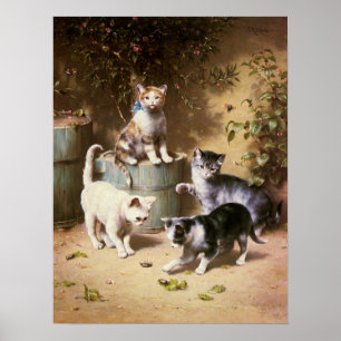 Póster Gatinhos que jogam com besouros, Carl Reichert