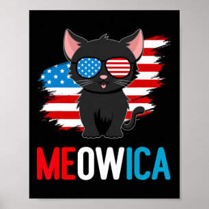 Poster Gato 4 de Julho Meowica Kitten Patriótico American