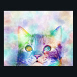 Poster gato 663 multicolor<br><div class="desc">Trabalho de arte de gato digital original da artista Lucie Dumas.</div>