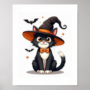 Poster Gato Adolescente Feiticeiro Hat em Tuxedo Cat Hall