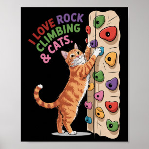Poster Gato Amante de Escalada de Rocha Engraçado Humor d