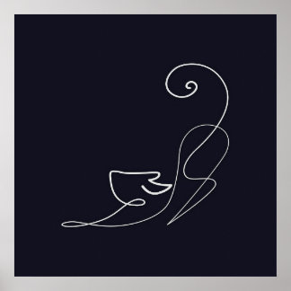 Poster Gato Animal | Arte de linha | Tambor