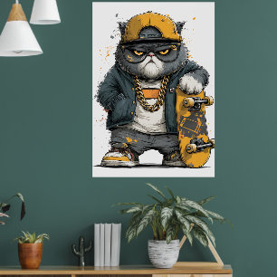 Poster Gato Antropomórfico legal no Ataque de Hip Hop
