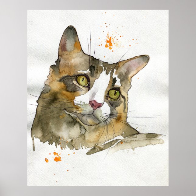 Poster Gato Aquarela (Frente)