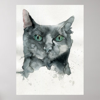 Poster Gato Aquarela
