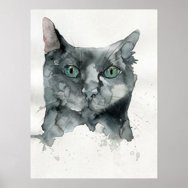 Poster Gato Aquarela (Frente)