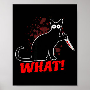 Poster Gato assustador e assassino com faca gato o que_ h