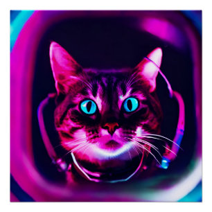 Póster gato astronauta