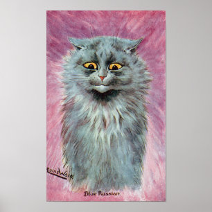 Poster Gato azul do russo, Louis Wain