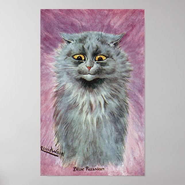 Poster Gato Azul Russo, Louis Wain (Frente)