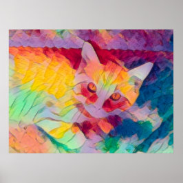 Poster Gato Boho Amarelo Colorido Arte Pop Hippie