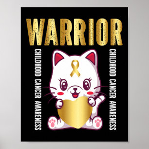 Poster gato bonitinho guerreiro da consciência do cancer