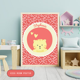 Poster Gato Bonito com Polkadots Brincadeiras