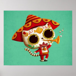 Poster Gato bonito do mariachi mexicano do EL