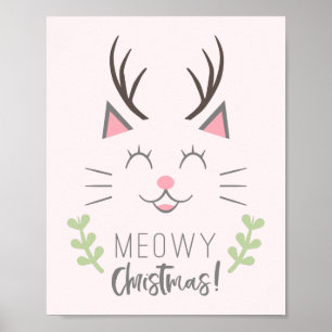 Poster Gato bonito do Natal   de Meowy, Antlers