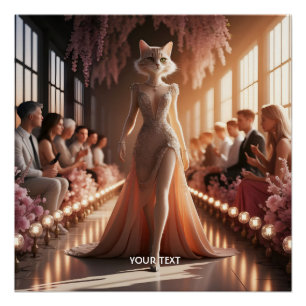 Póster Gato Bonito e Bonito de Pôdio Fantasy