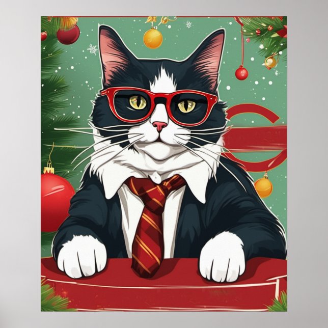 Poster Gato Bonito num Natal Engraçado (Frente)