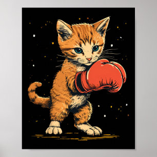 Poster Gato Boxer Sobre Homens Boxando Crianças