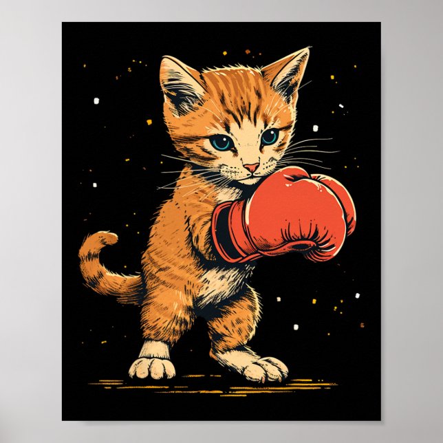 Poster Gato Boxer Sobre Homens Boxando Crianças (Frente)
