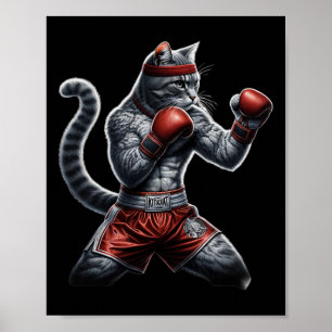 Poster Gato Boxing Quando Seu Gato Atinge Mais Do Que Voc