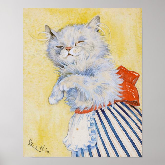 Poster Gato Branco com Apron, Louis Wain (Frente)