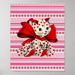 Poster Gato branco com corações Dias de os namorados de v