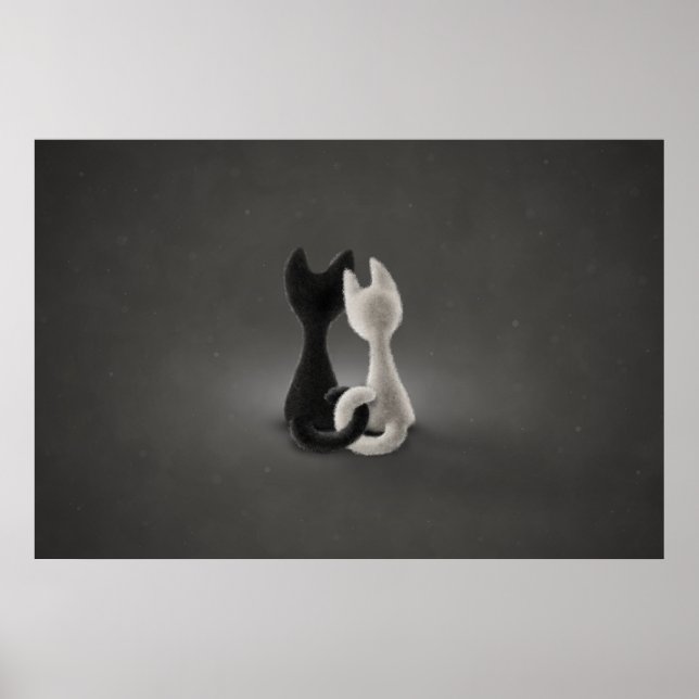 Poster Gato branco de gato preto (Cor 2) (Frente)
