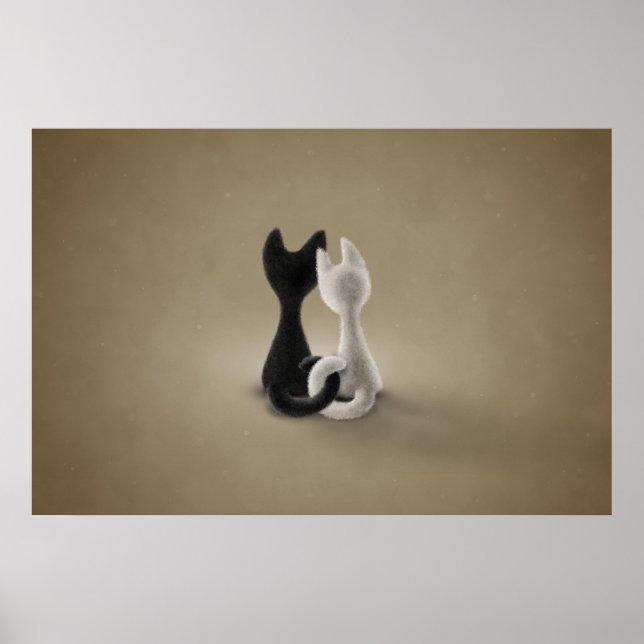 Póster Gato Branco de Gato Preto (Cor 3) (Frente)