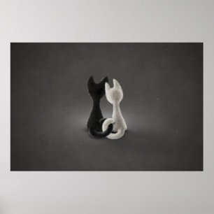 Poster Gato branco do gato preto (cor 2)