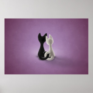 Póster Gato branco do gato preto (cor 4)