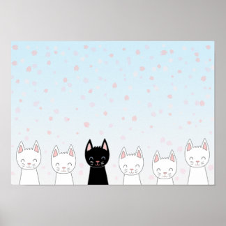 Poster Gato branco e gato preto