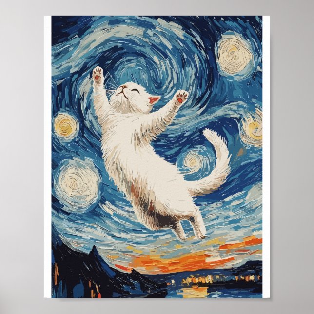 Poster Gato branco fofo e bonito  (Frente)
