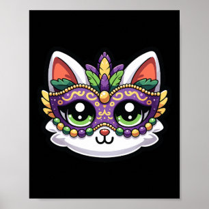 Poster Gato Bravo De Mardi Gras Festivo