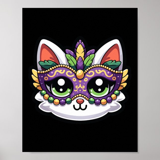 Poster Gato Bravo De Mardi Gras Festivo (Frente)