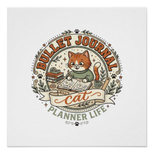 Póster Gato Bullet Journal Gato Bullet Journal Vintage Ve