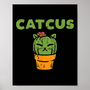 Poster Gato Cacto Coisa Fofa Planta Suculenta Gatinho Mul