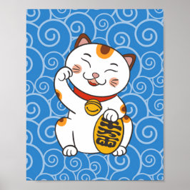 Poster Gato Calico Japonês Sortudo | Cartaz do Maneki Nek