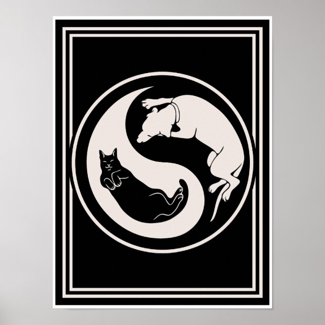 Poster Gato-Cão Yin-Yang (Frente)