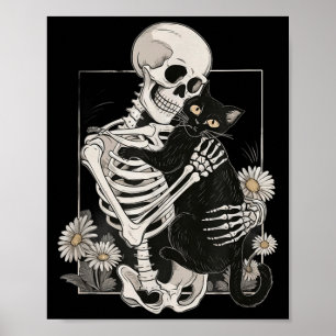 Poster Gato Caveira Gatinho Fofo Esqueleto Halloween Home