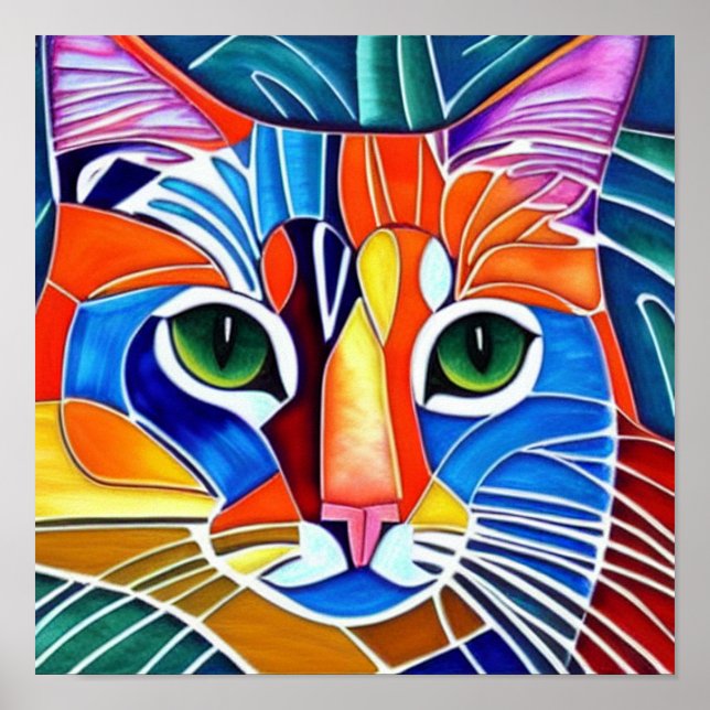 Poster Gato colorido (Frente)